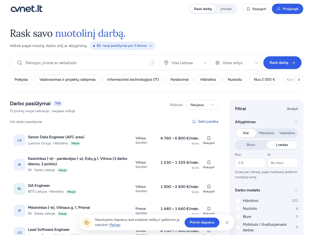 CVnet.lt website screenshot