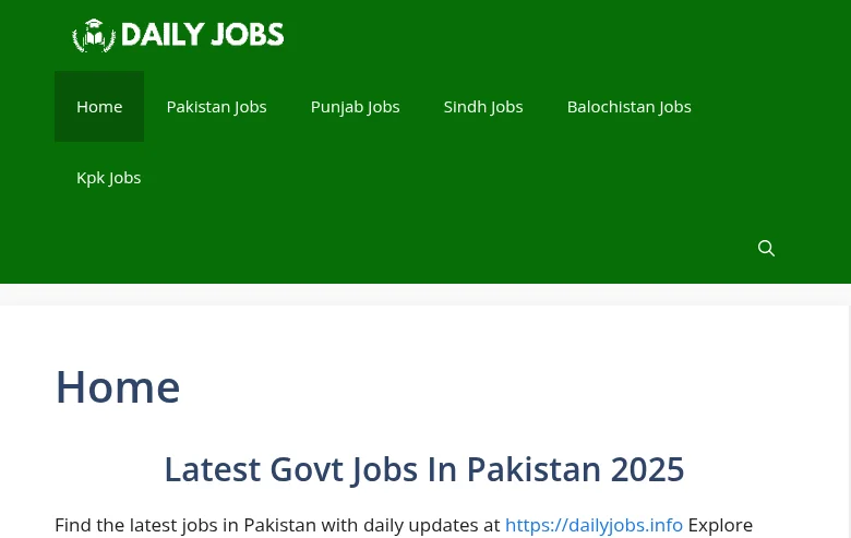 dailyjobs.info job board platform screenshot showing job search interface