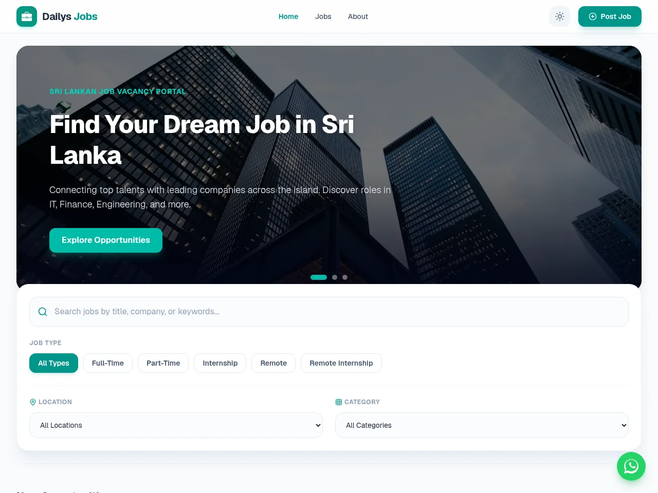 DailyJobs job board platform screenshot showing job search interface