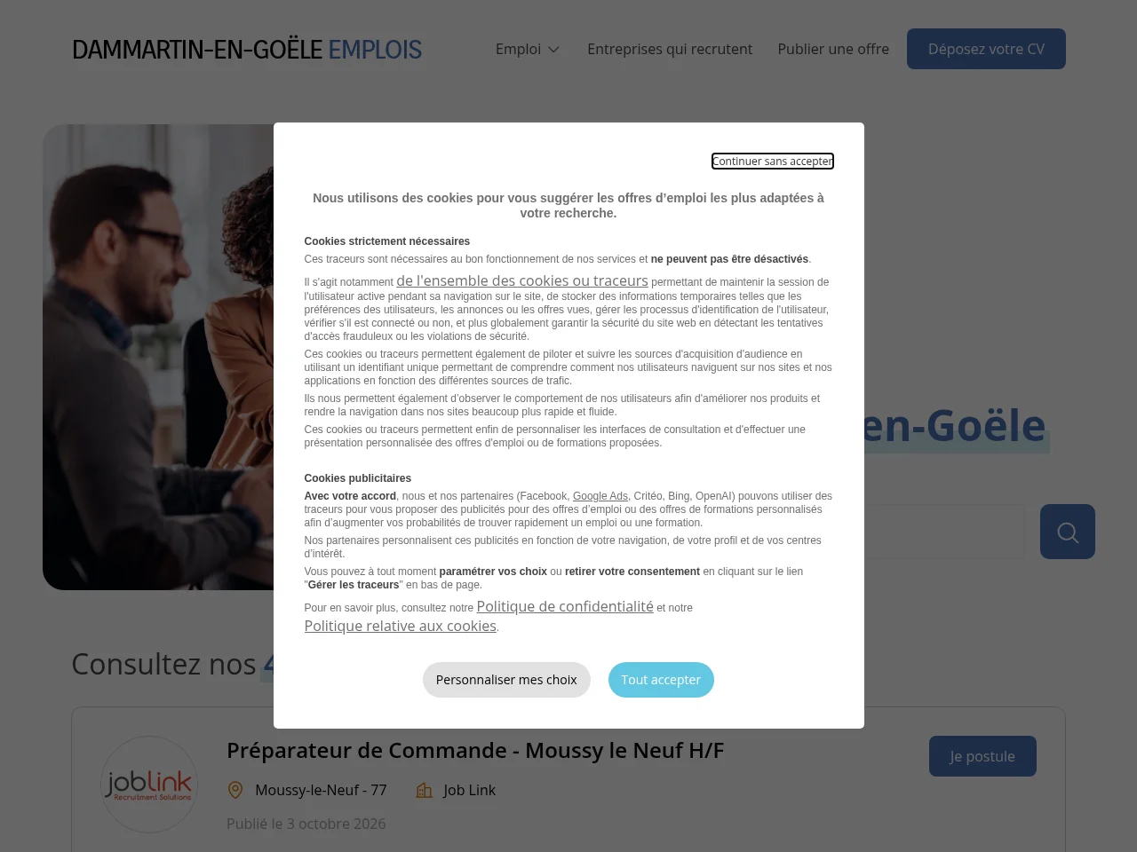 Dammartin-en-Goële Emplois screenshot Dammartin-en-Goële Emplois job board platform screenshot showing job search interface