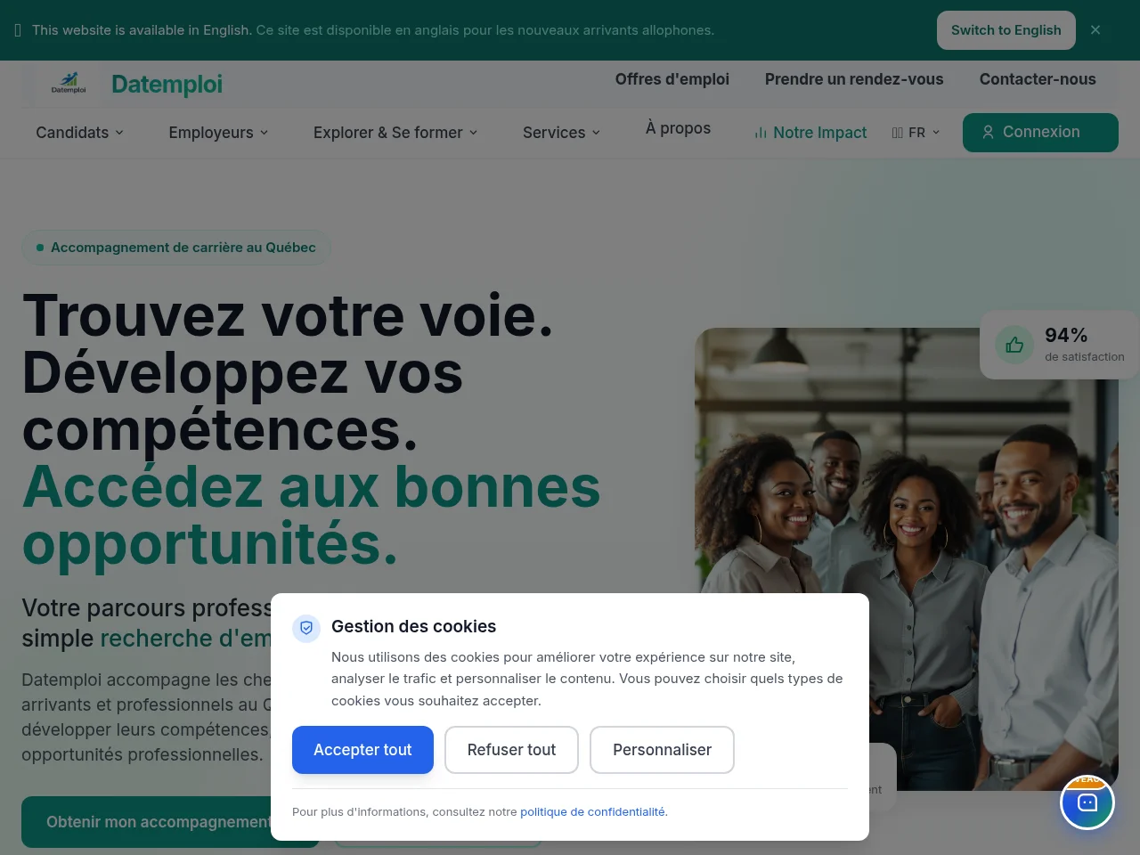 Datemploi screenshot Datemploi job board platform screenshot showing job search interface