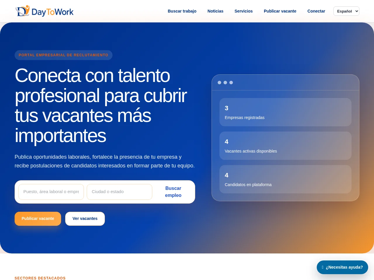 DayToWork screenshot DayToWork job board platform screenshot showing job search interface