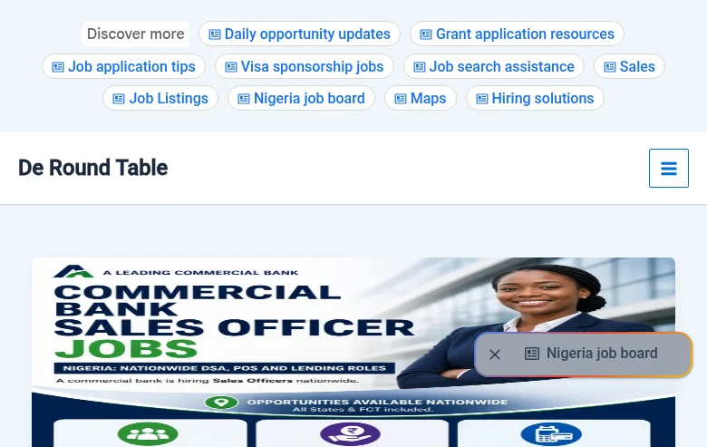 De Round Table job board platform screenshot showing job search interface