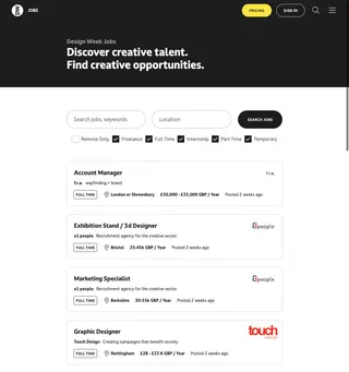 Design Week Jobs platform preview
