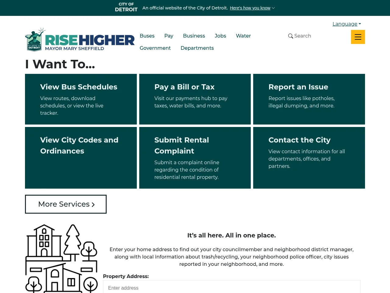 City of Detroit screenshot City of Detroit website screenshot