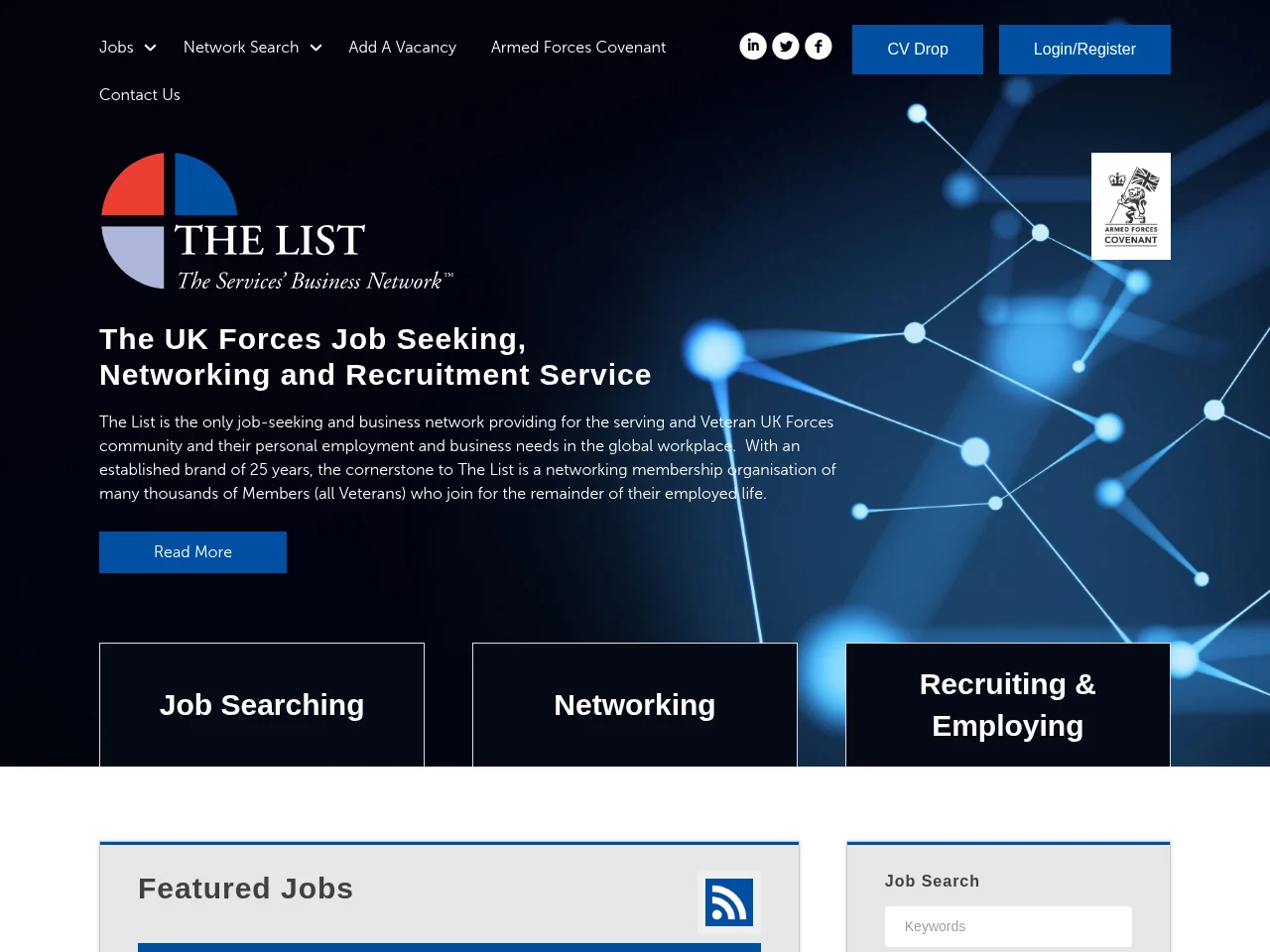 The List job board platform screenshot showing job search interface
