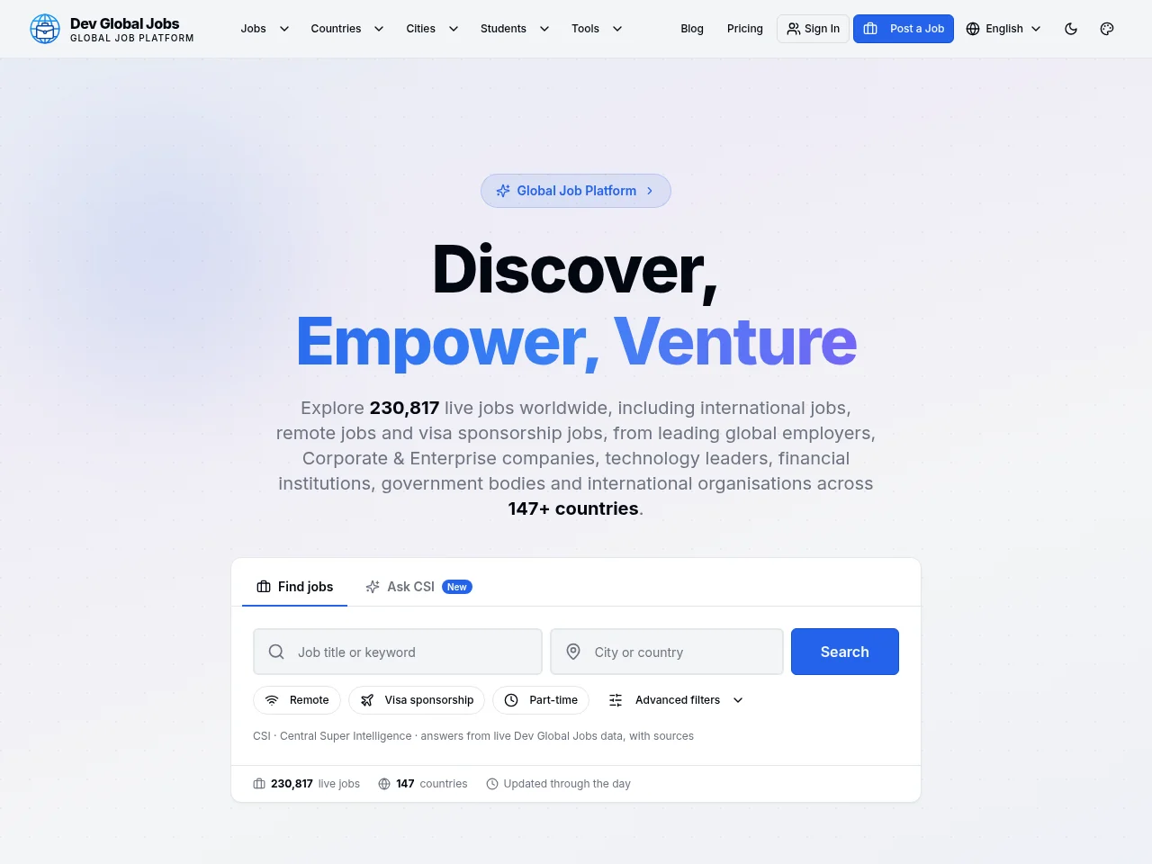 Dev Global Jobs screenshot Dev Global Jobs website screenshot
