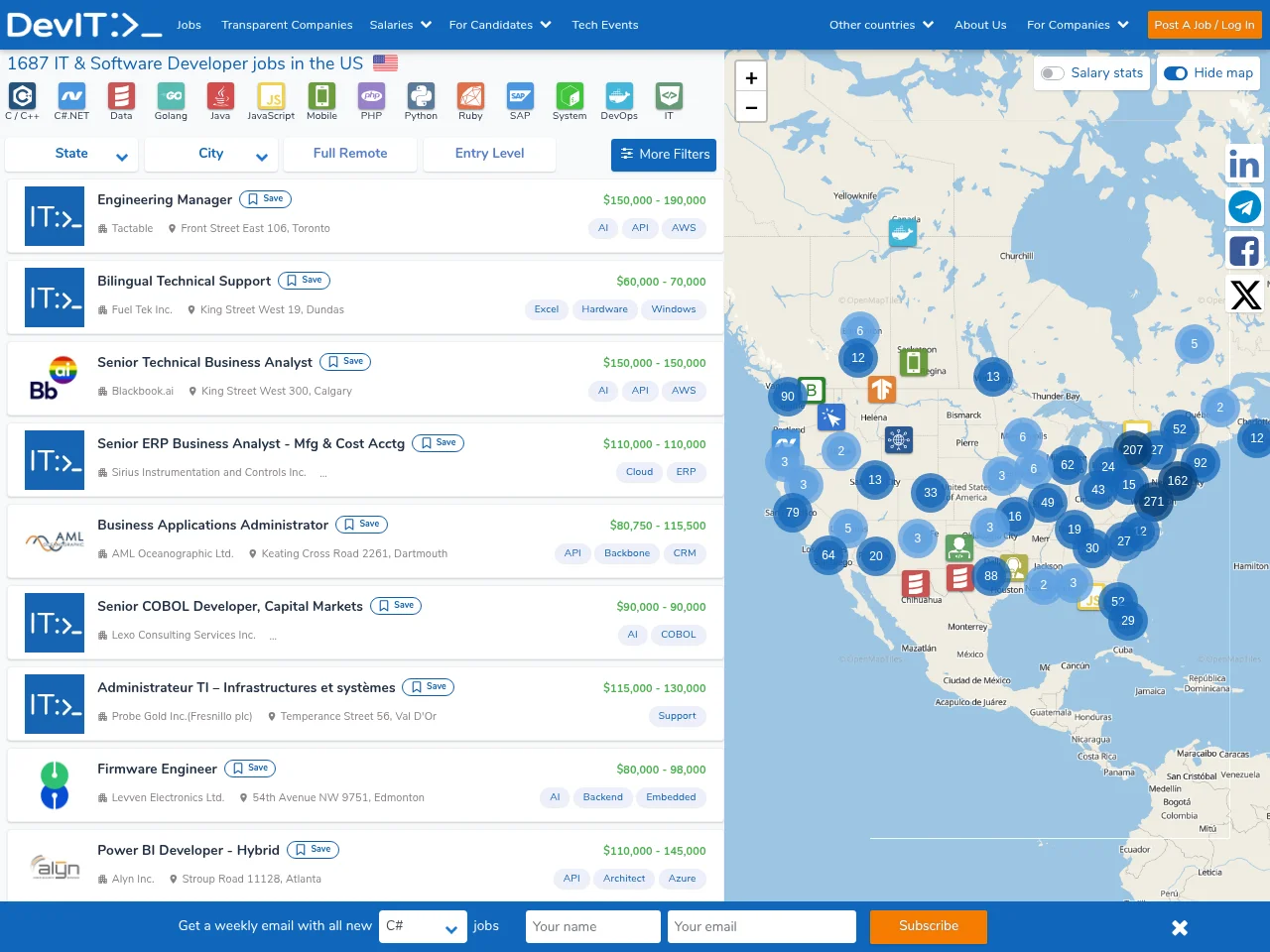 DevITJobs screenshot DevITJobs job board platform screenshot showing job search interface