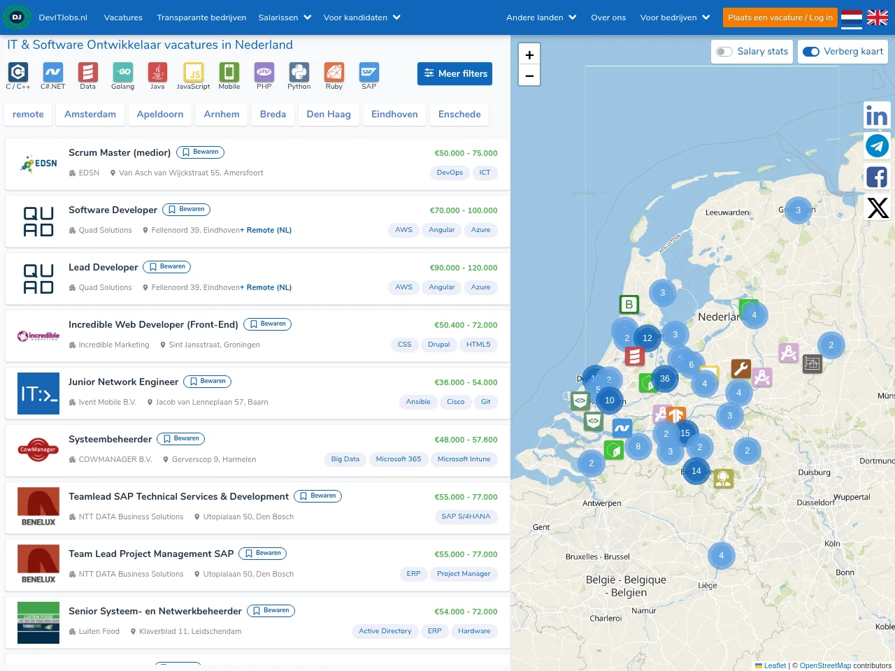 DevITJobs screenshot DevITJobs job board platform screenshot showing job search interface