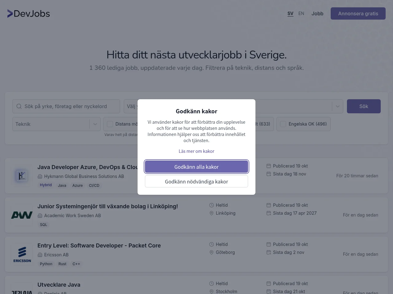 DevJobs website screenshot