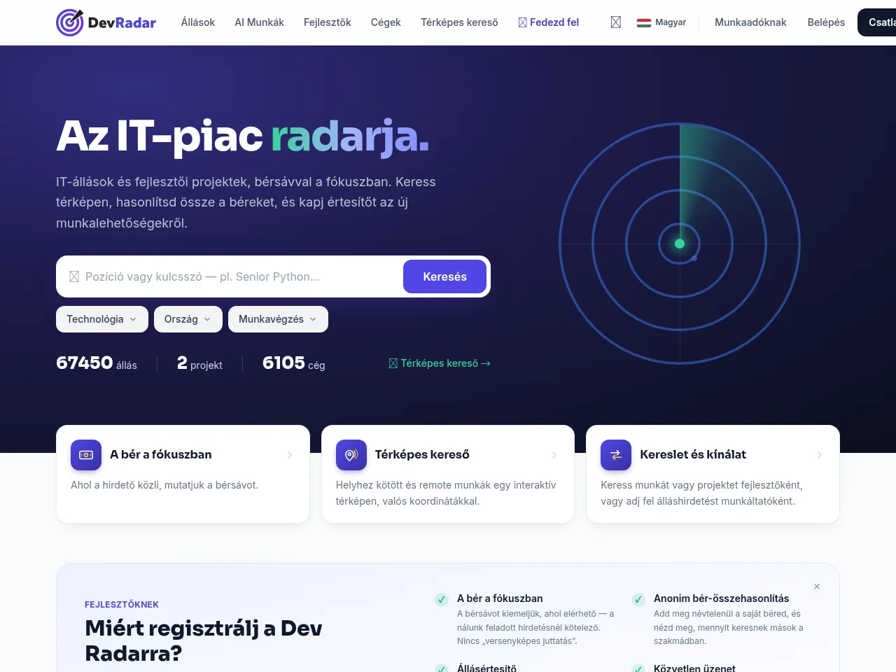 Dev Radar website screenshot