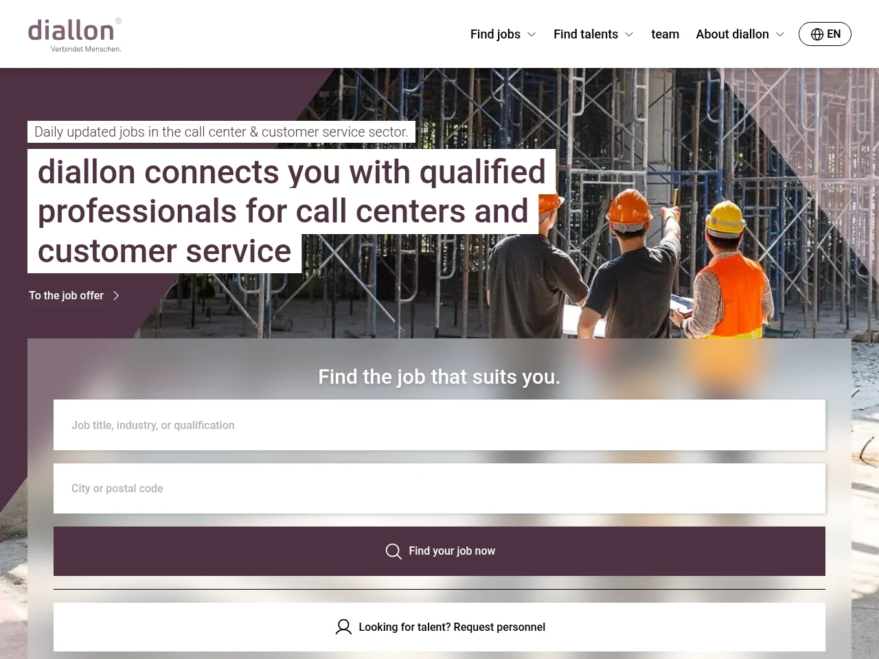 diallon screenshot diallon job board platform screenshot showing job search interface