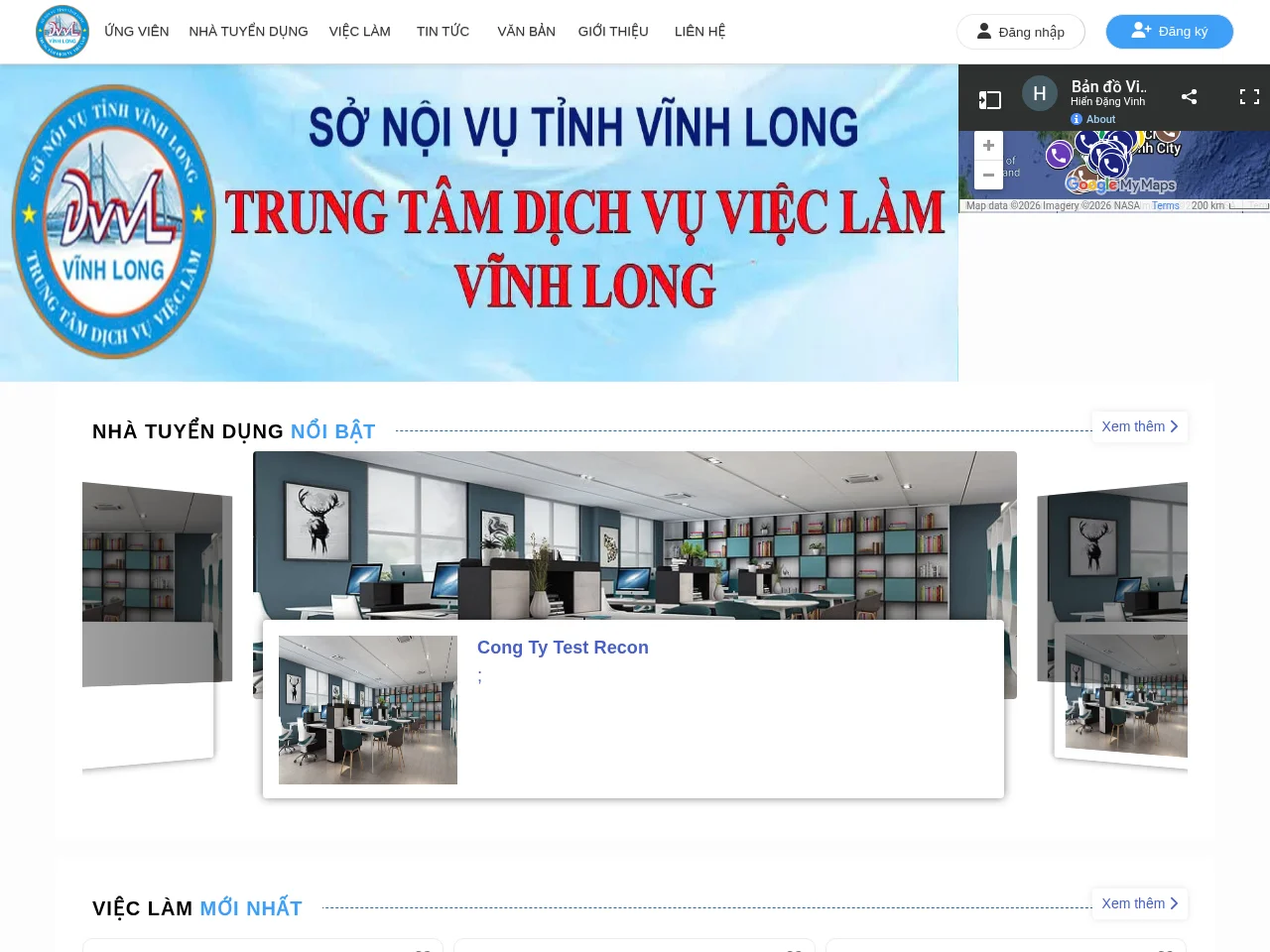 Cổng Thông Tin Phần Mềm Quản Lý Lao Động - NTSoft job board platform screenshot showing job search interface