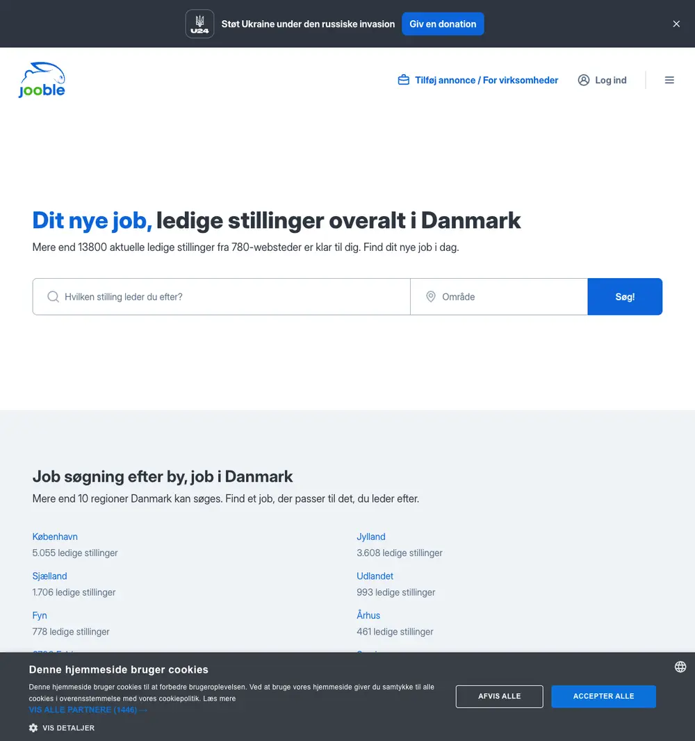Jooble job board platform screenshot showing job search interface