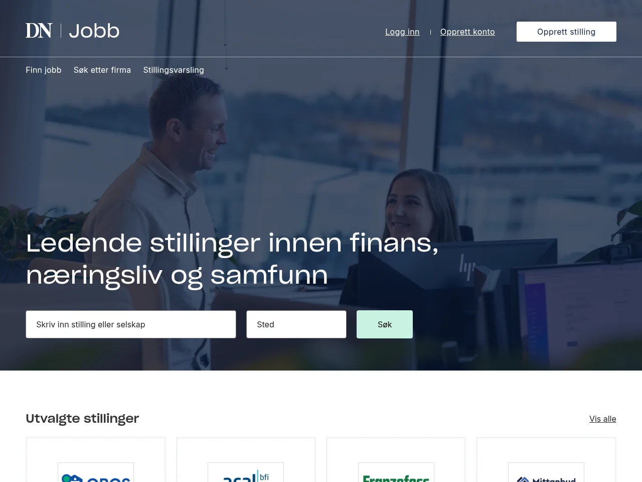 DN Jobb job board platform screenshot showing job search interface