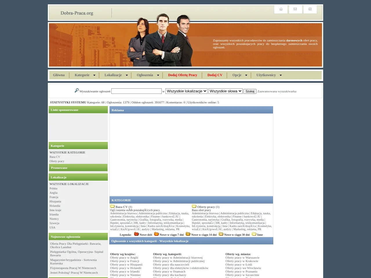 Dobra praca job board platform screenshot showing job search interface