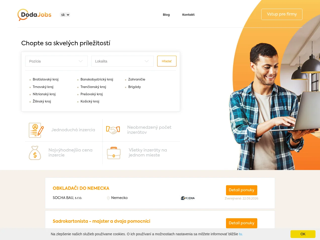 Dodajobs.sk screenshot Dodajobs.sk job board platform screenshot showing job search interface
