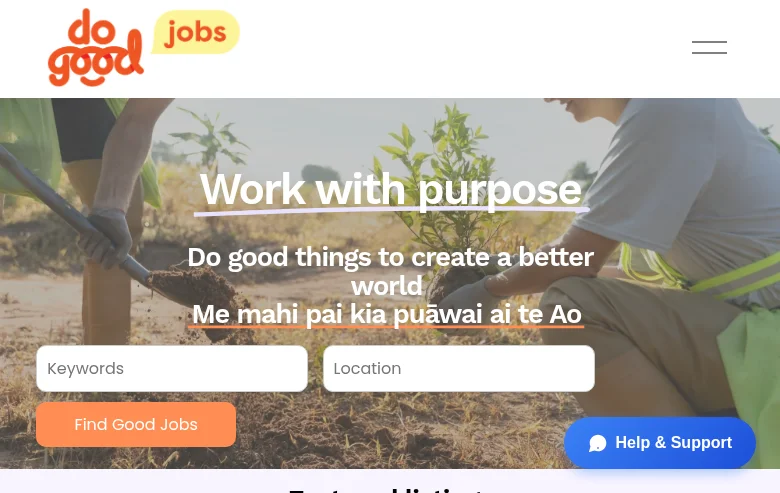 Do Good Jobs job board platform screenshot showing job search interface