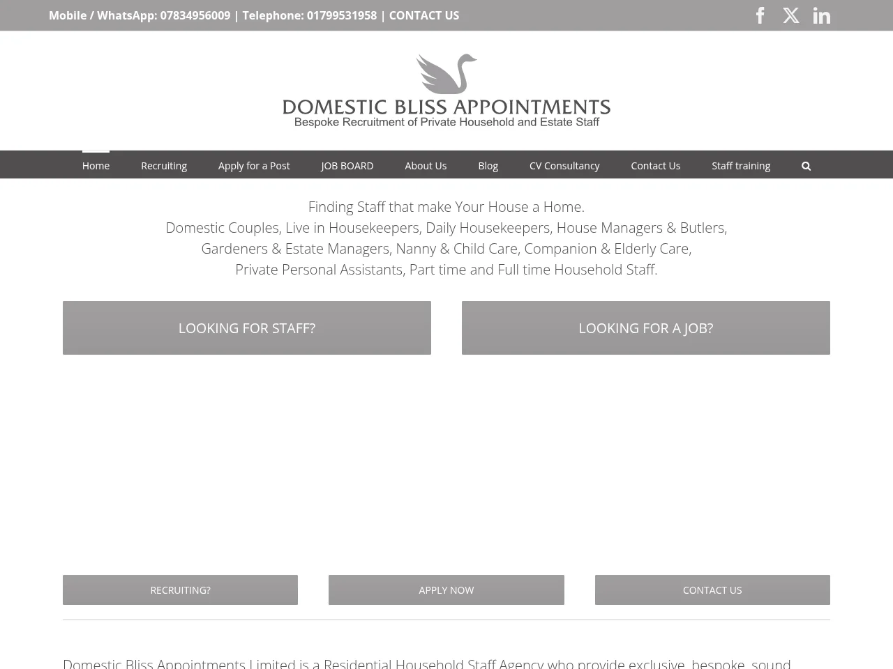 Domestic Bliss Appointments screenshot Domestic Bliss Appointments job board platform screenshot showing job search interface