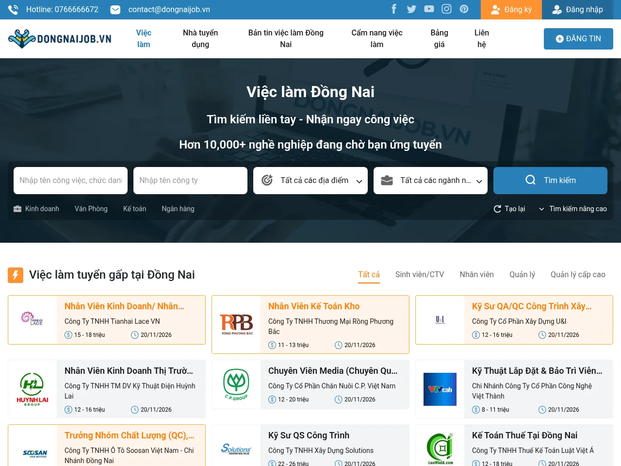 dongnaijob.vn screenshot dongnaijob.vn job board platform screenshot showing job search interface