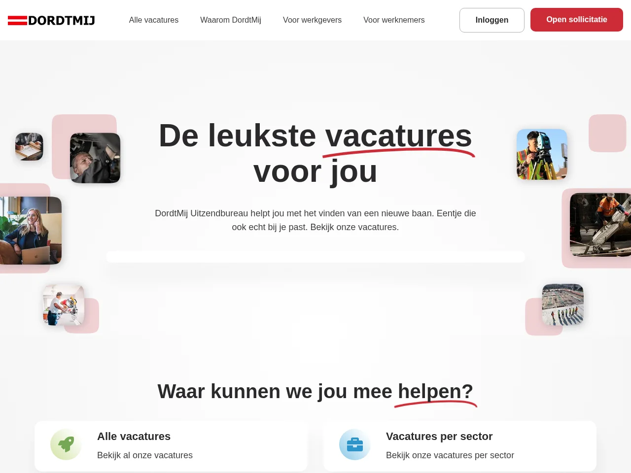 DordtMij job board platform screenshot showing job search interface