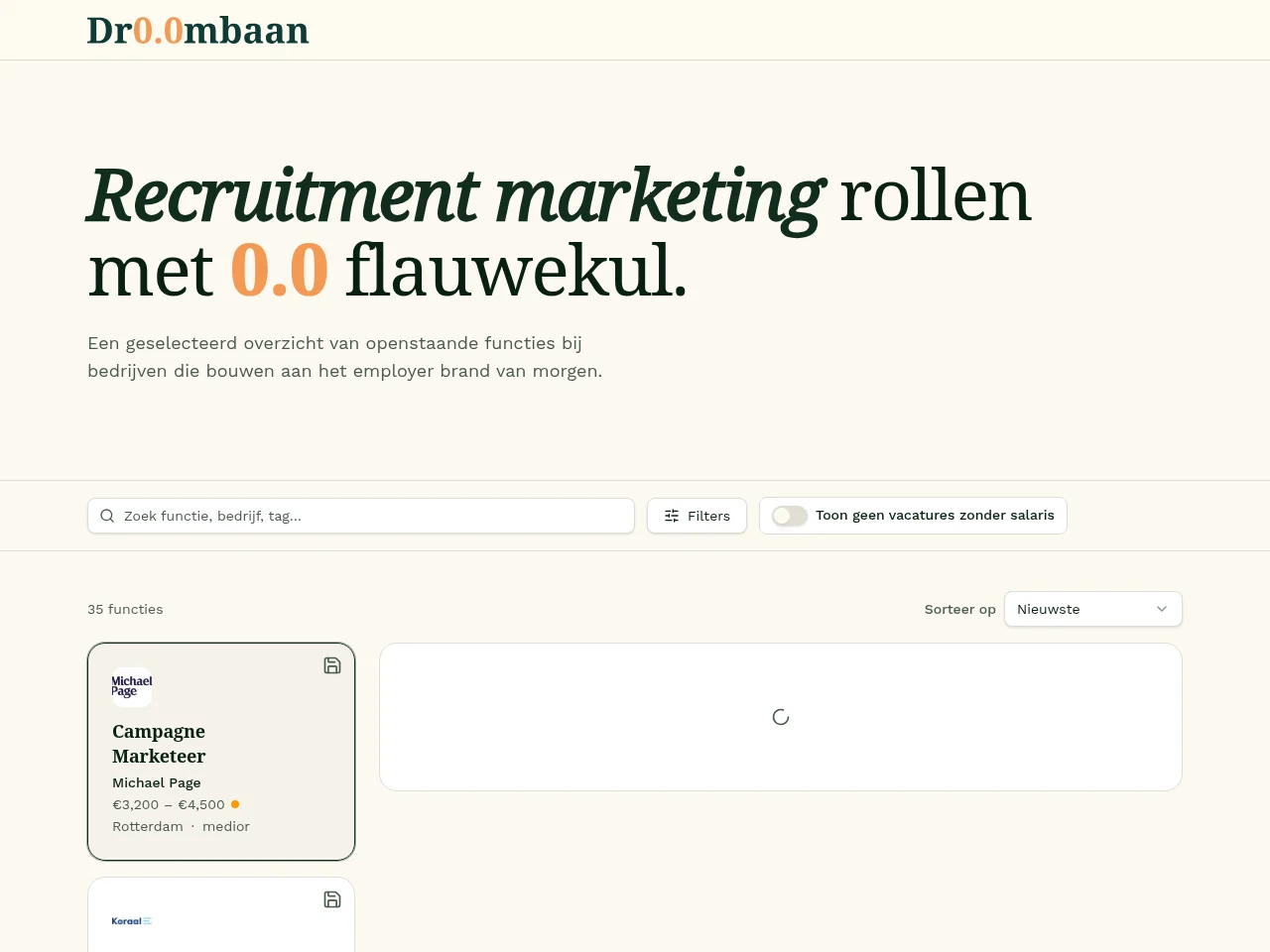 Dr00mbaan screenshot Dr00mbaan job board platform screenshot showing job search interface
