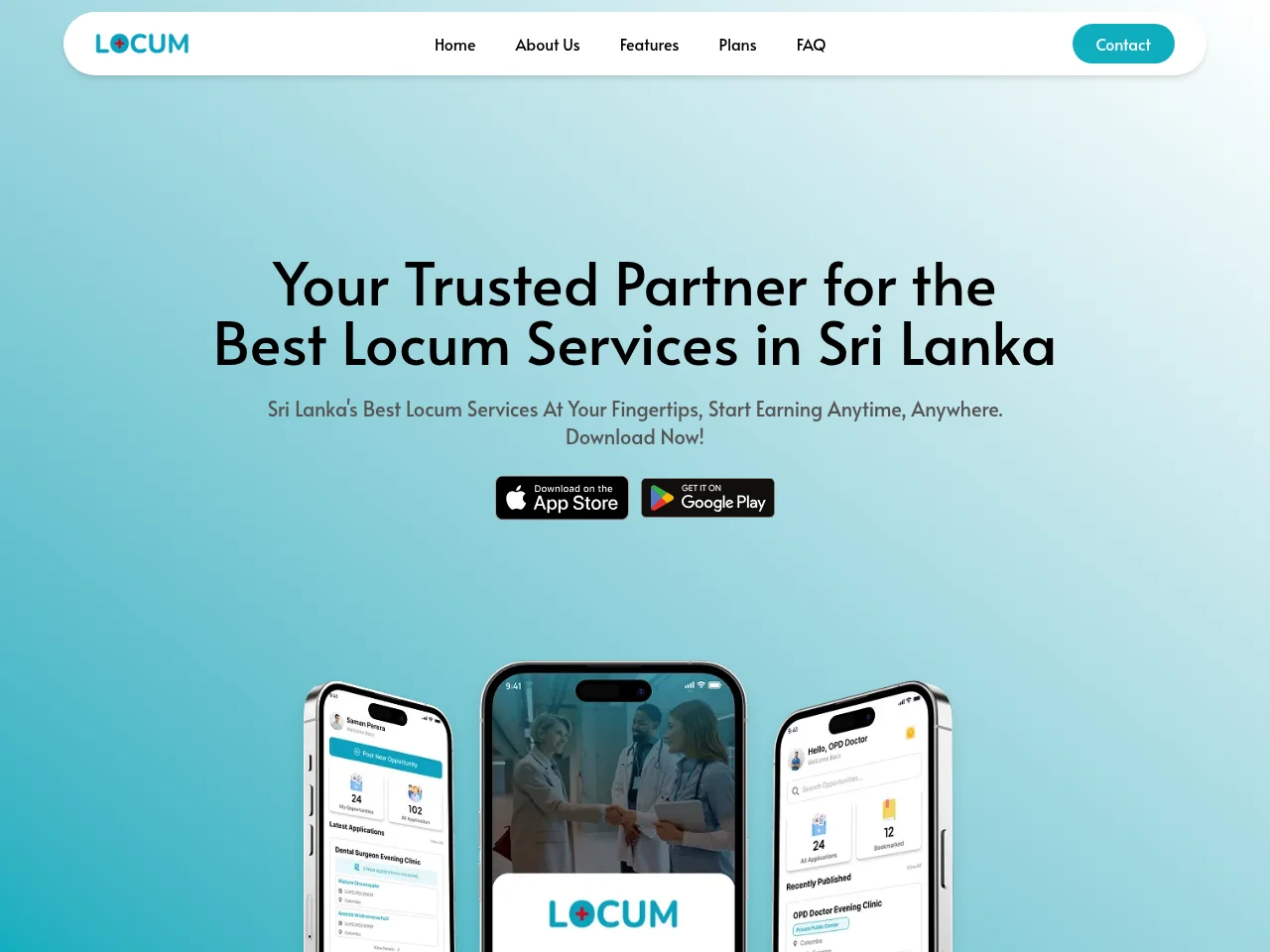 Locum screenshot Locum job board platform screenshot showing job search interface