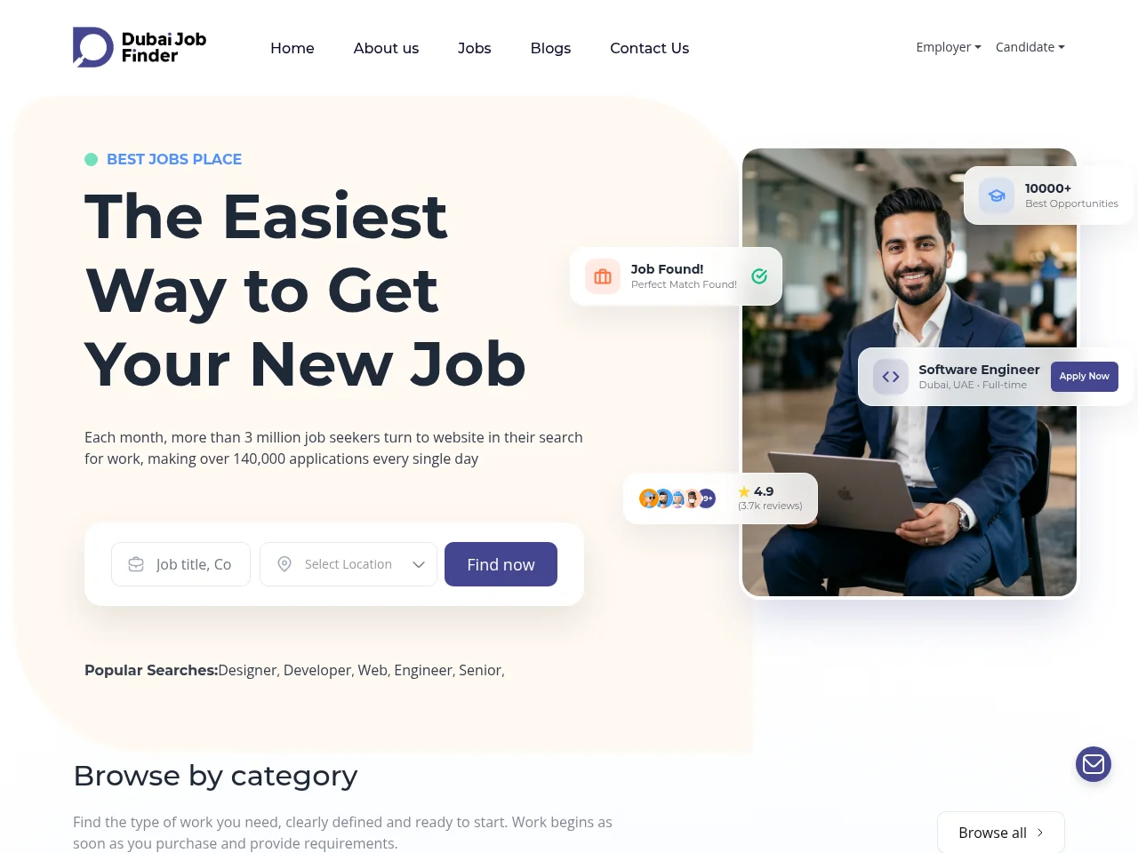 Dubai Job Finder screenshot Dubai Job Finder job board platform screenshot showing job search interface