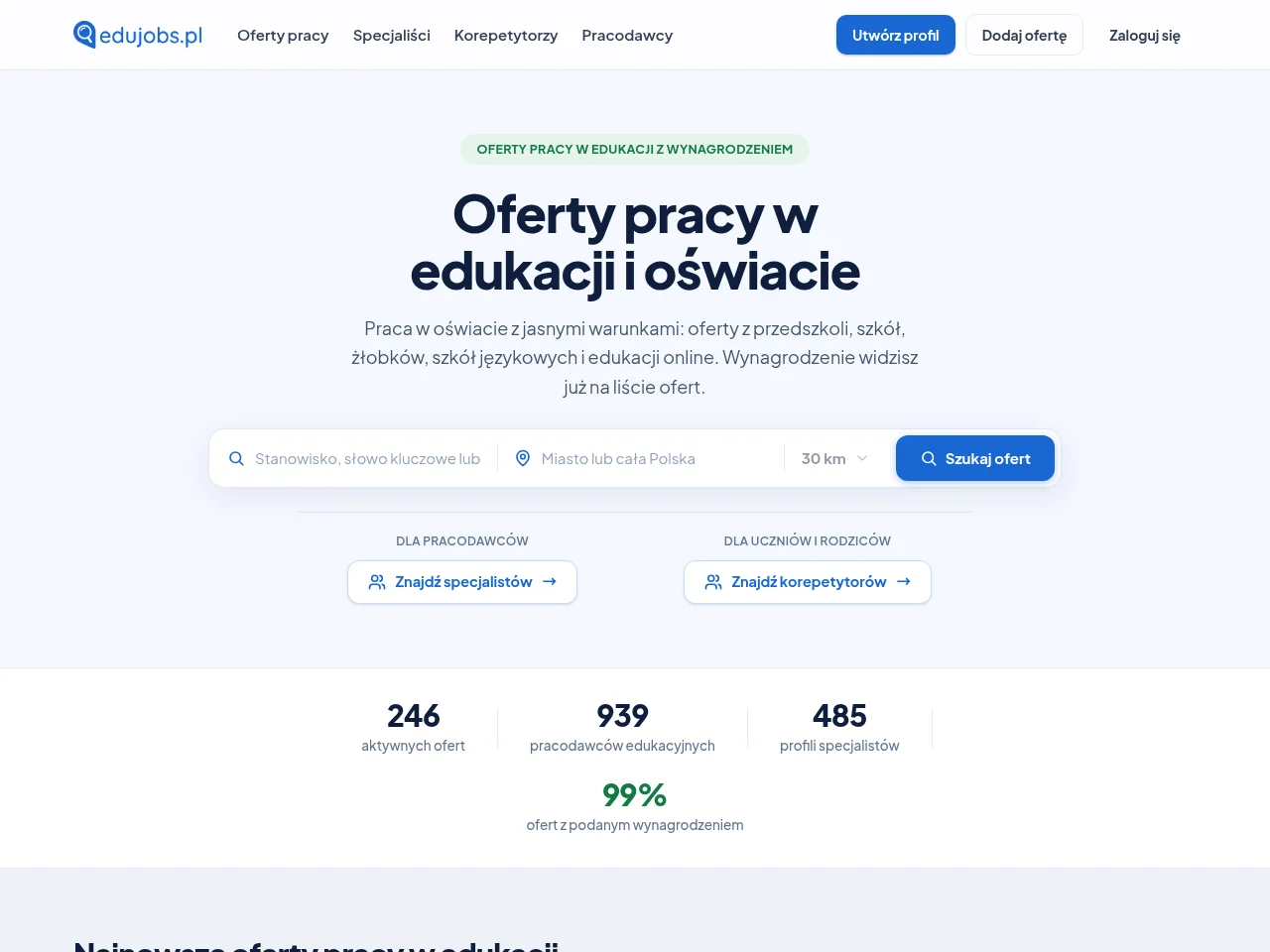 EduJobs.pl screenshot EduJobs.pl job board platform screenshot showing job search interface