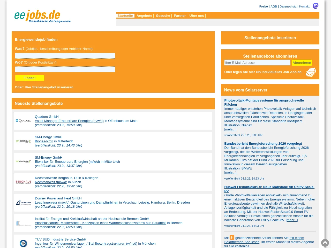 eejobs.de screenshot eejobs.de job board platform screenshot showing job search interface