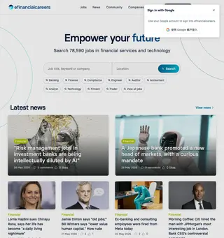 eFinancialCareers UK platform preview