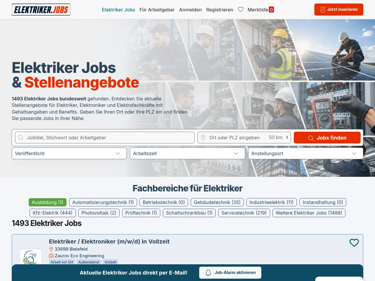 Elektriker.jobs screenshot Elektriker.jobs website screenshot