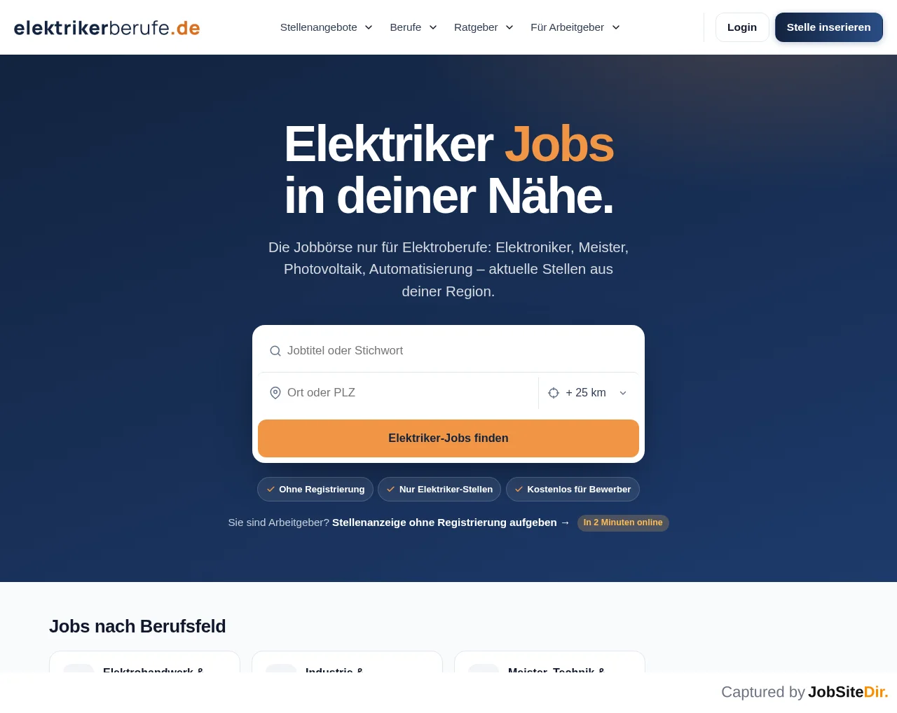 Elektrikerberufe website screenshot