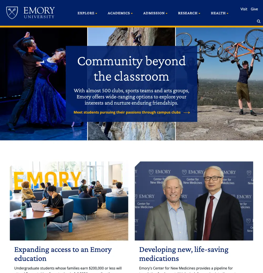 Emory University job board platform screenshot showing job search interface