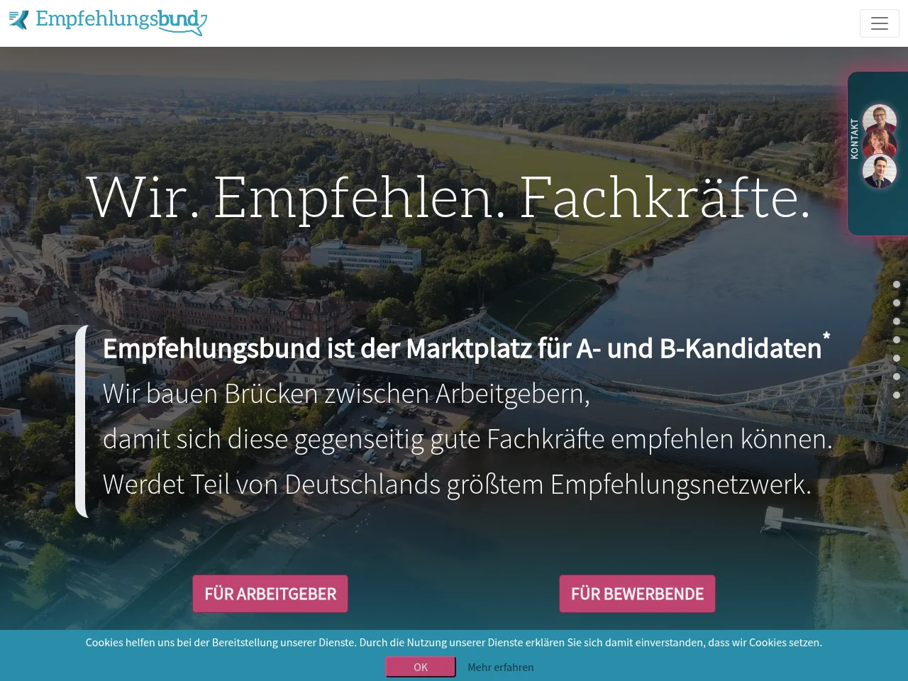 Empfehlungsbund job board platform screenshot showing job search interface