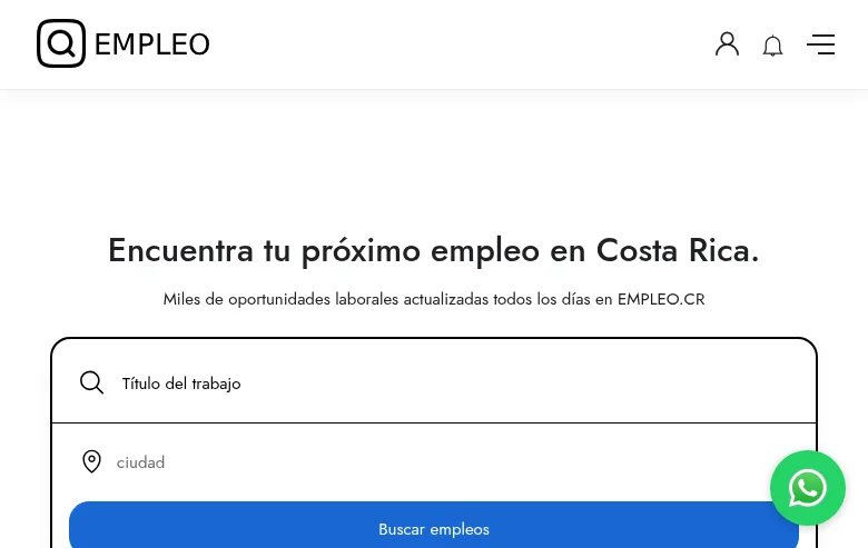 Empleo.cr job board platform screenshot showing job search interface
