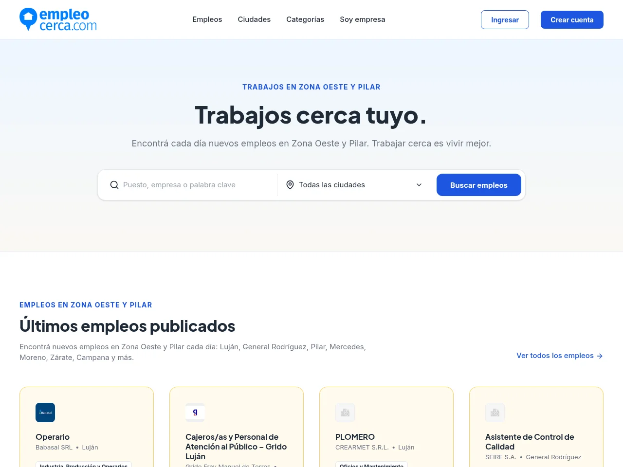 EmpleoCerca.com website screenshot