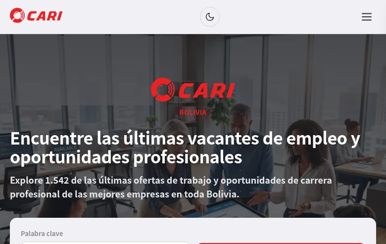 empleos.caribolivia.com job board platform screenshot showing job search interface