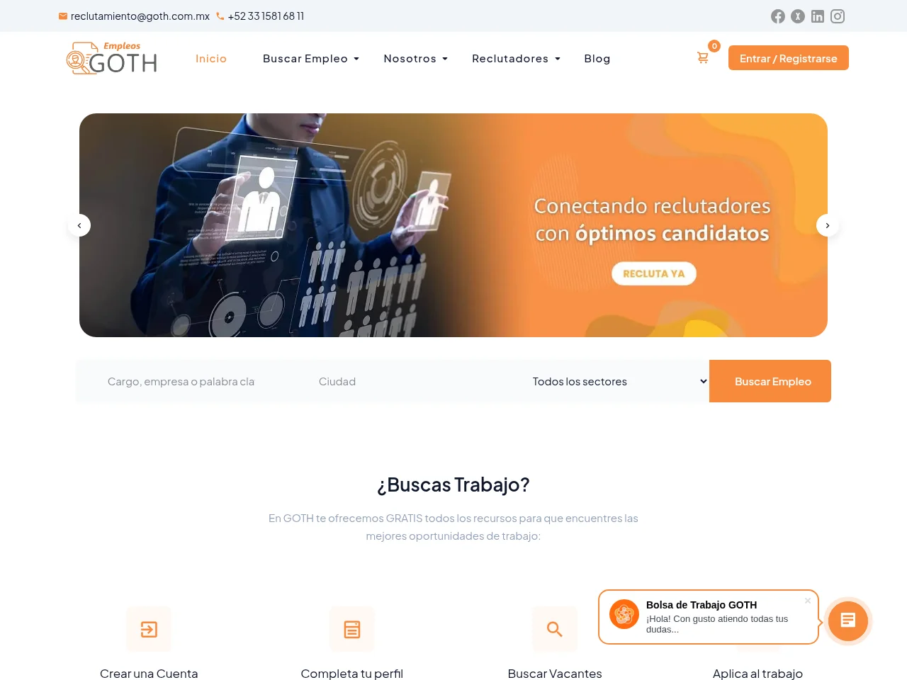 Empleos Goth website screenshot