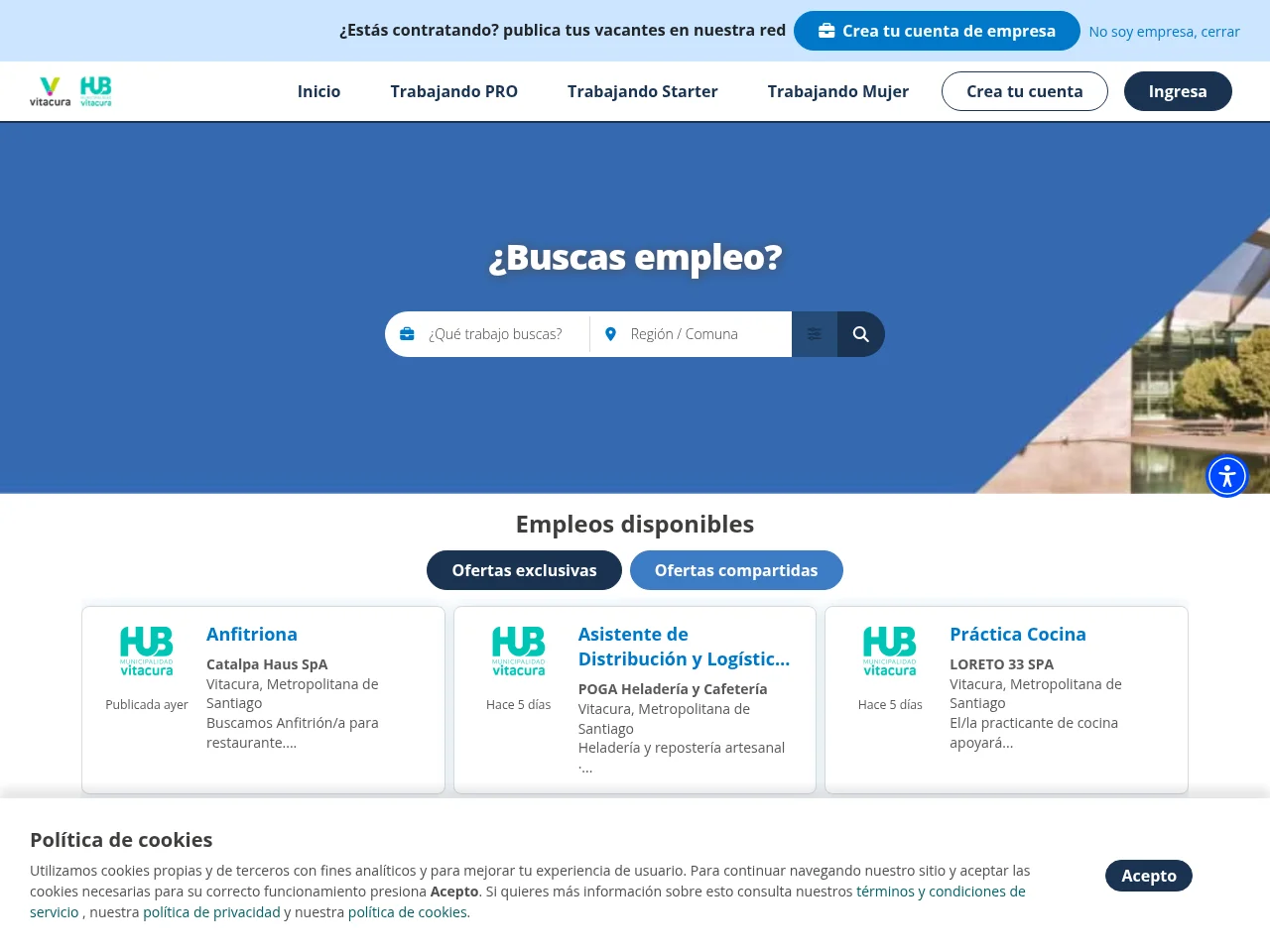 Empleos Vitacura website screenshot