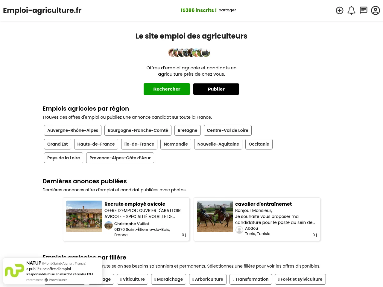 Emploi-agriculture.fr screenshot Emploi-agriculture.fr job board platform screenshot showing job search interface