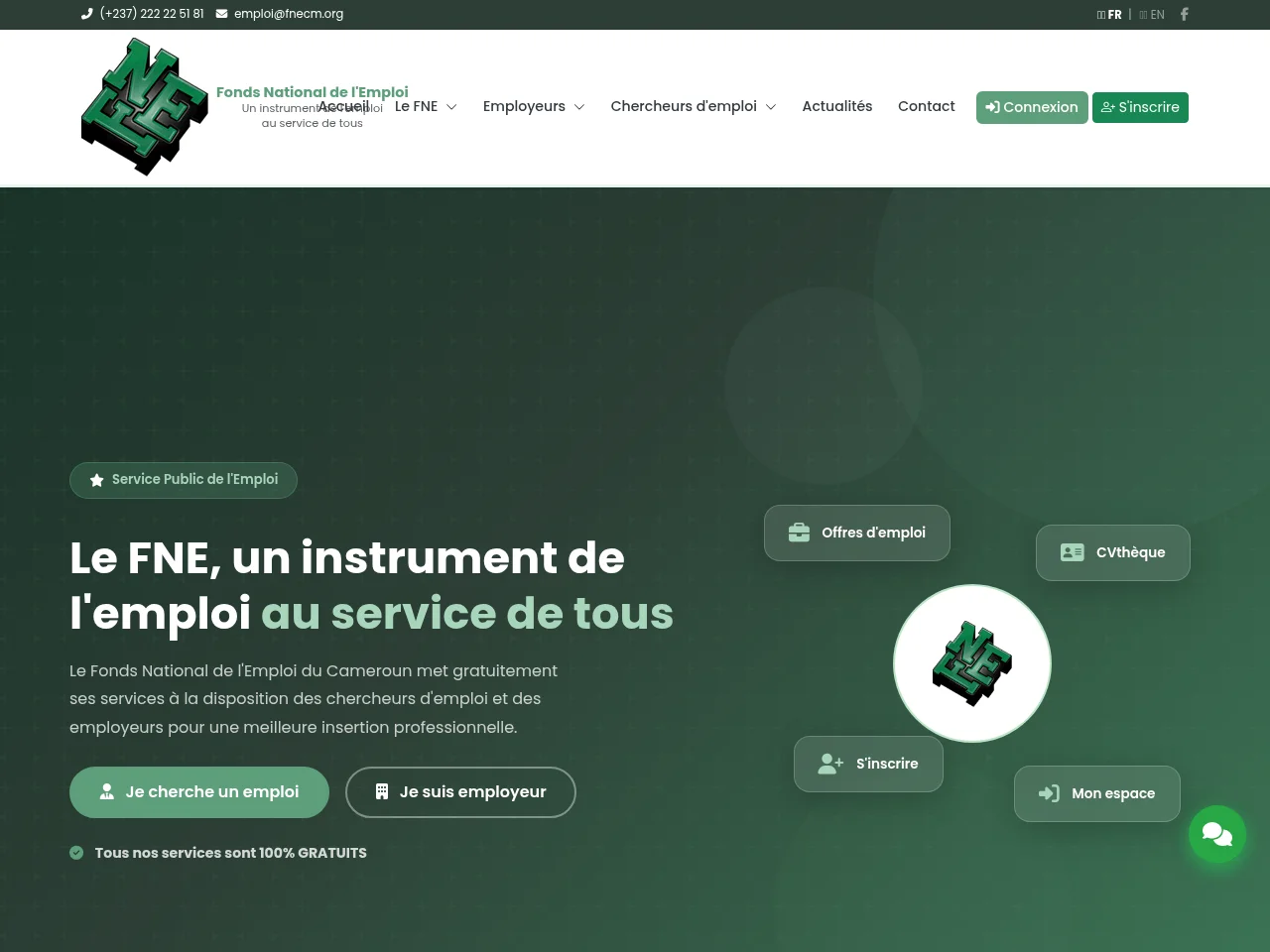 Fonds National de l'Emploi screenshot Fonds National de l'Emploi job board platform screenshot showing job search interface