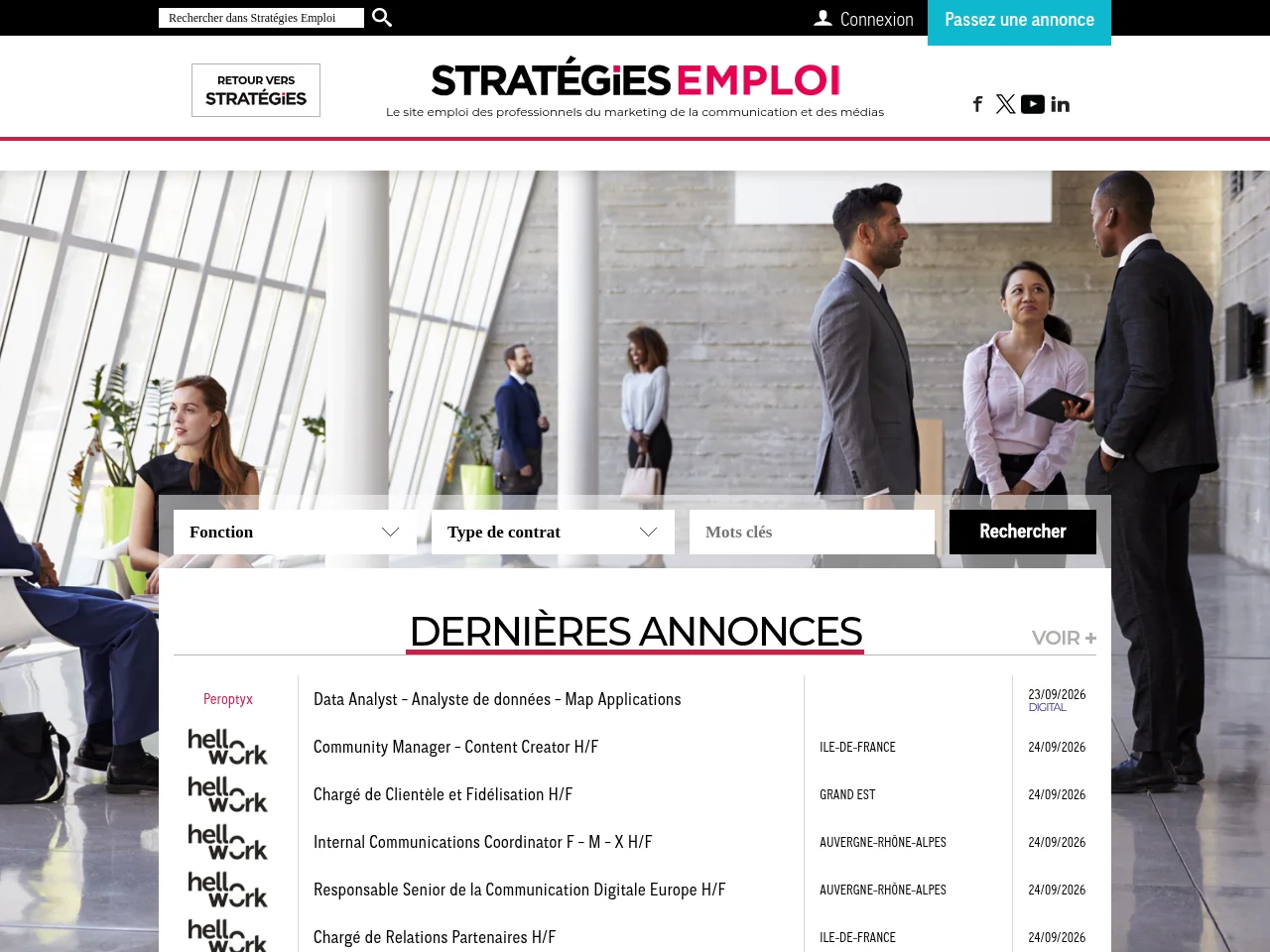 Stratégies Emploi screenshot Stratégies Emploi job board platform screenshot showing job search interface