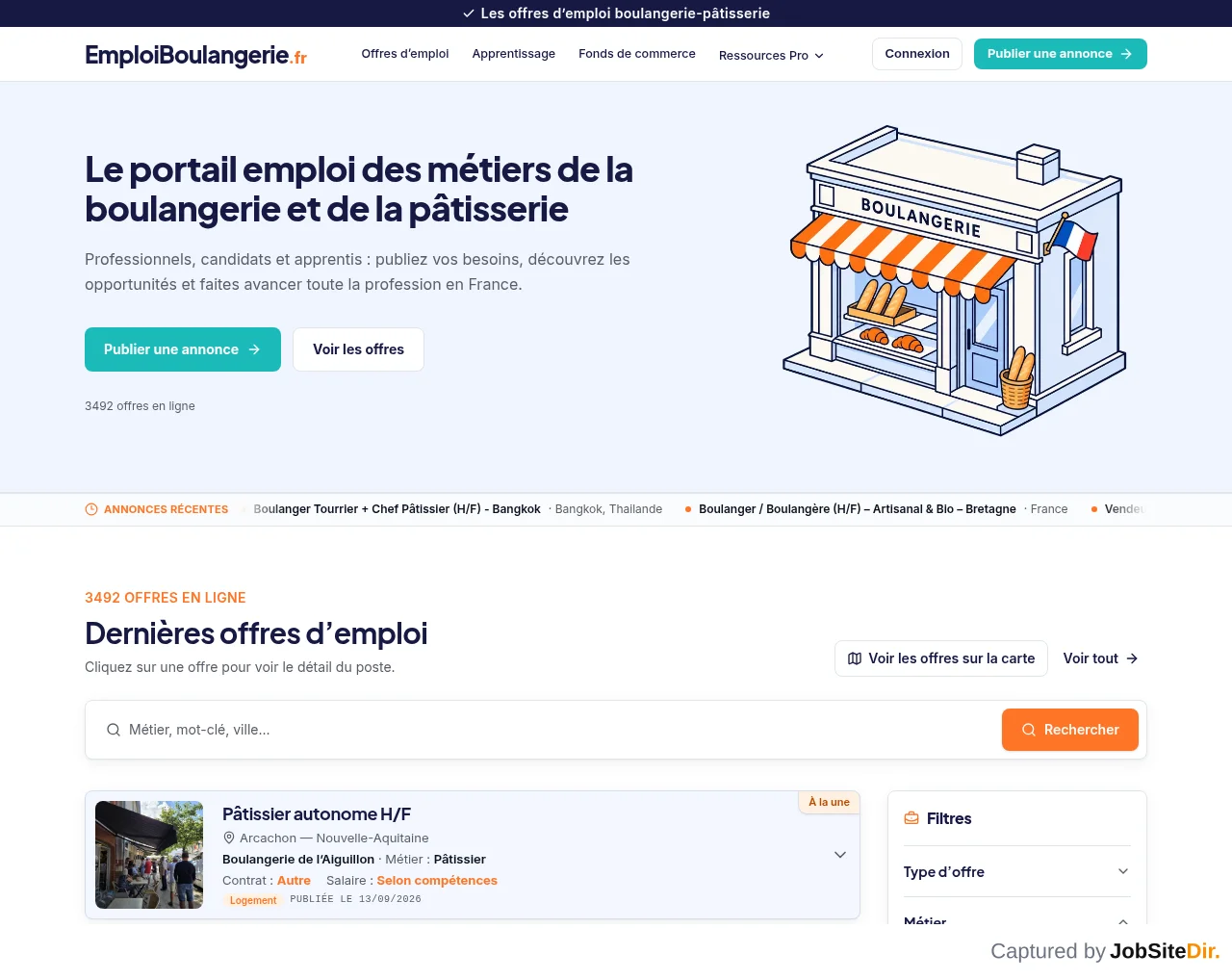 EmploiBoulangerie.fr website screenshot