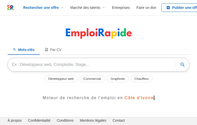 EmploiRapide.Net screenshot EmploiRapide.Net job board platform screenshot showing job search interface