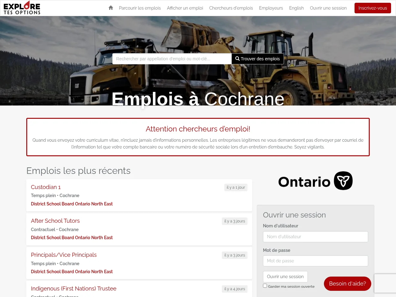 Emplois à Cochrane screenshot Emplois à Cochrane job board platform screenshot showing job search interface
