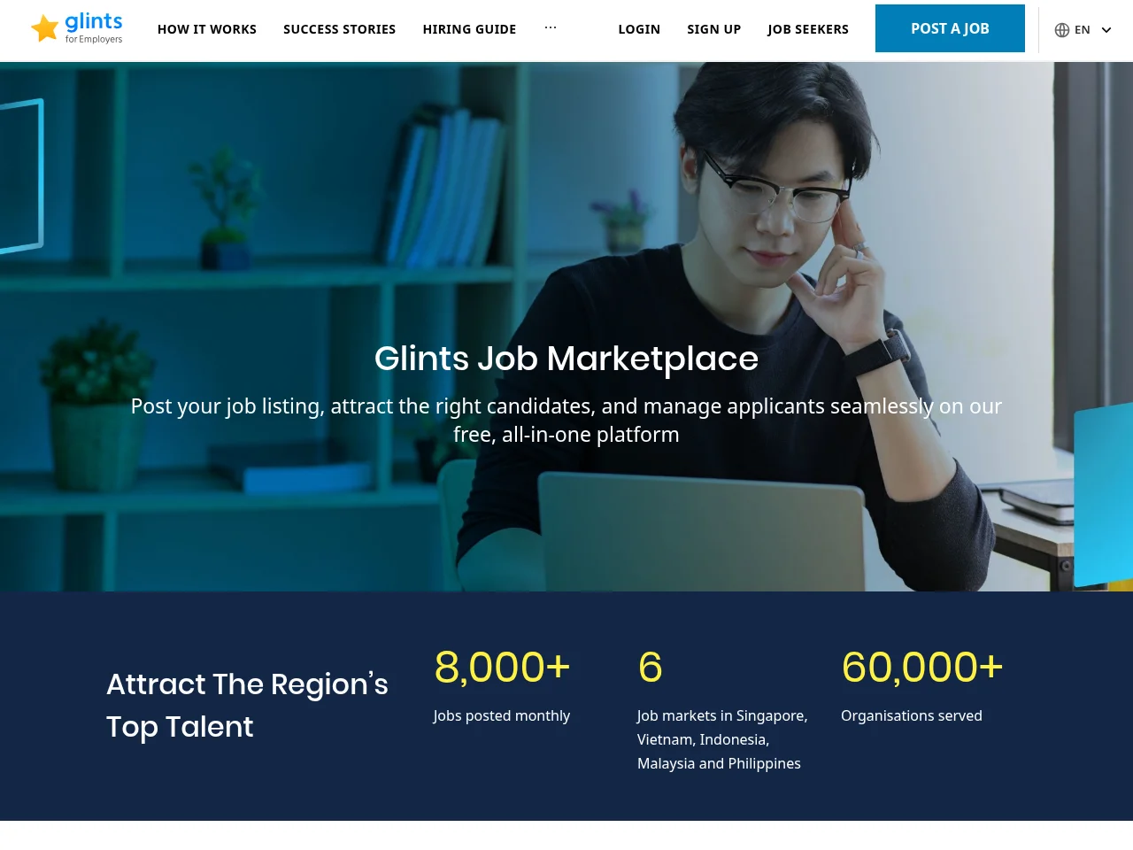 Glints screenshot Glints job board platform screenshot showing job search interface