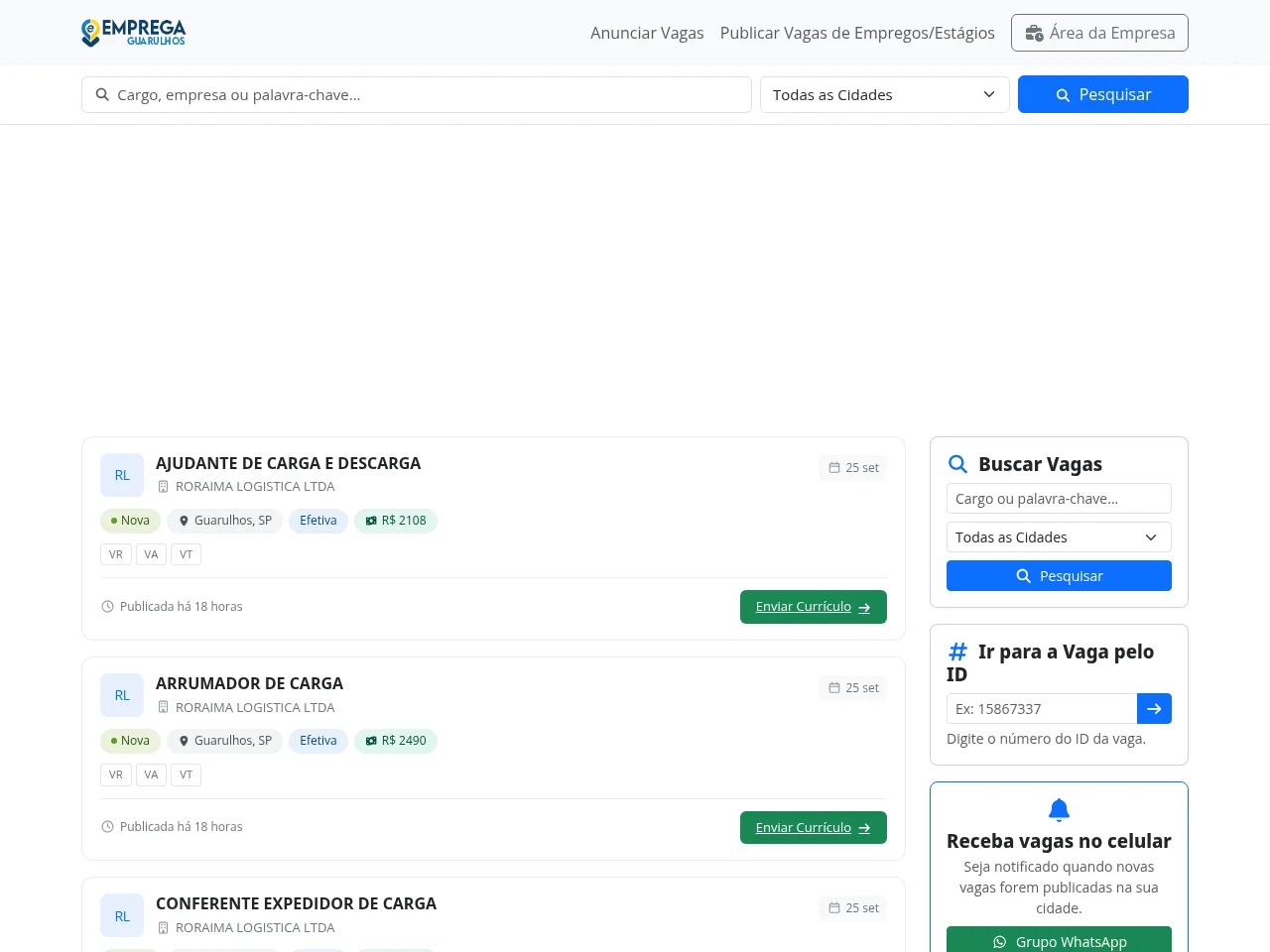 Emprega Guarulhos screenshot Emprega Guarulhos job board platform screenshot showing job search interface