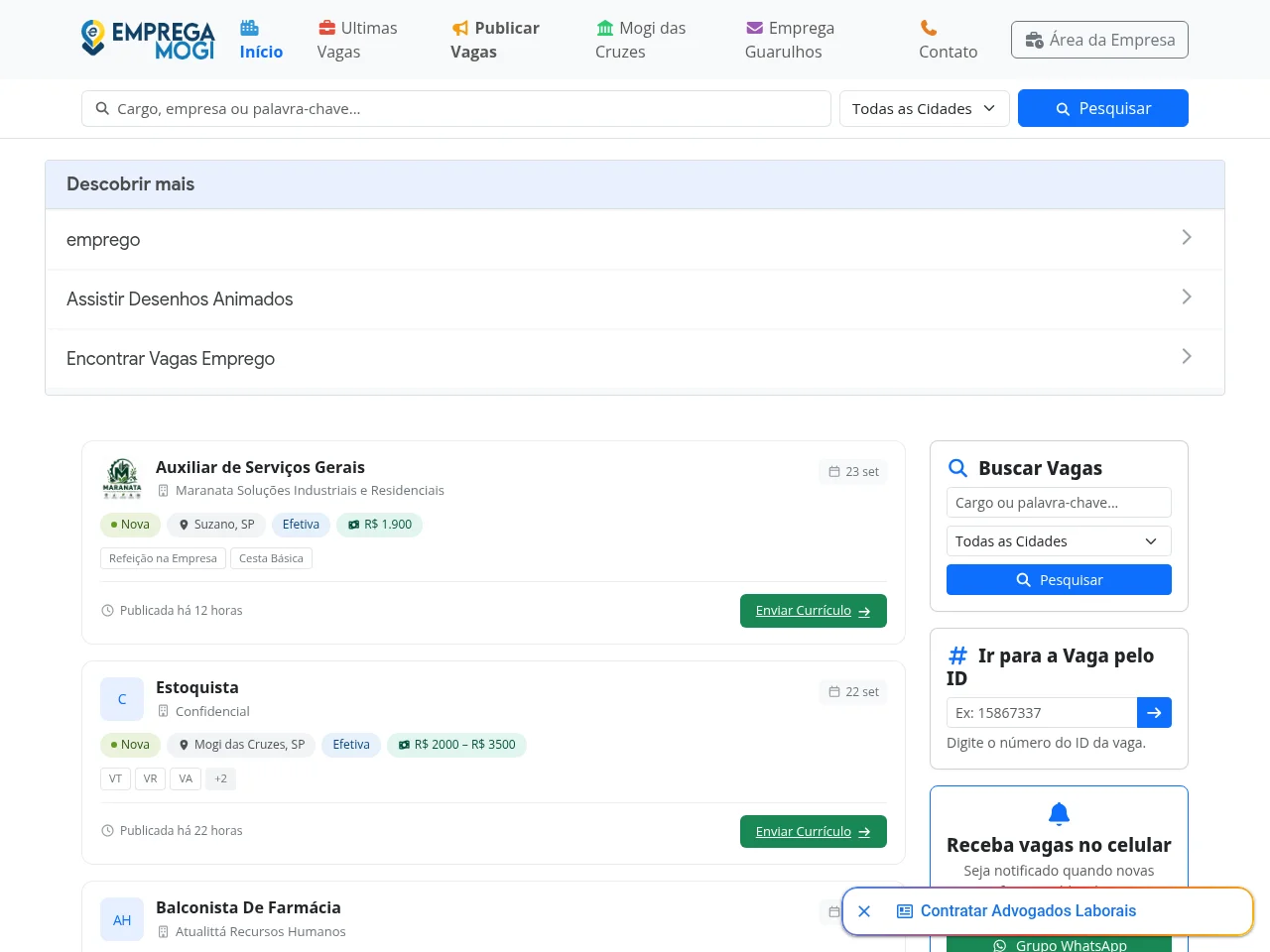 Emprega Mogi screenshot Emprega Mogi job board platform screenshot showing job search interface