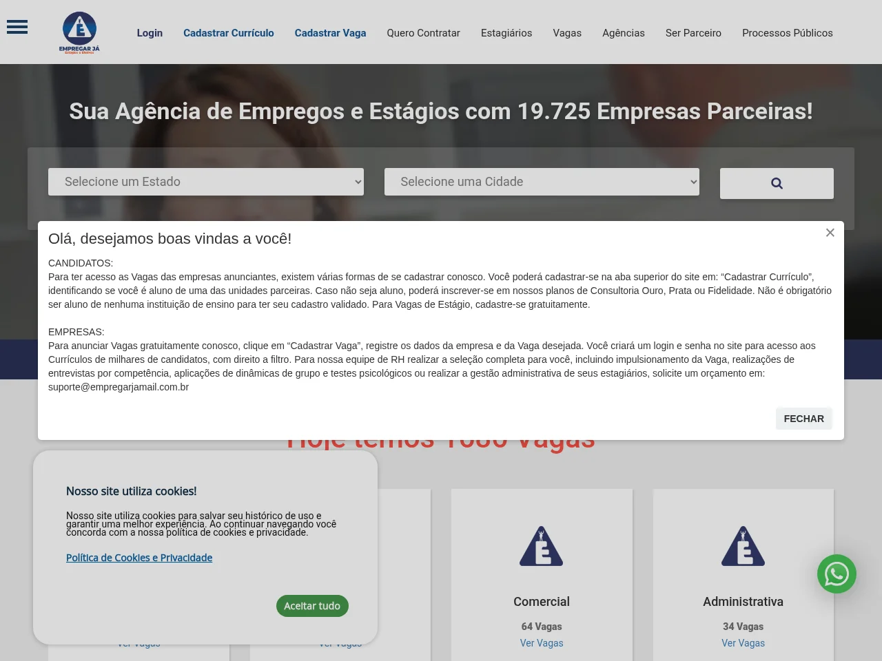 Empregar Já job board platform screenshot showing job search interface